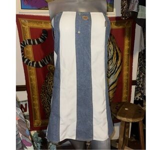 Moschino Blue and White Strapless Dress